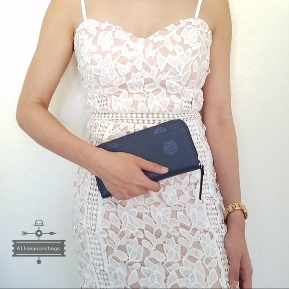 NWT Kate spade NEDA Wallet French dot blue polka - Picture 3 of 7